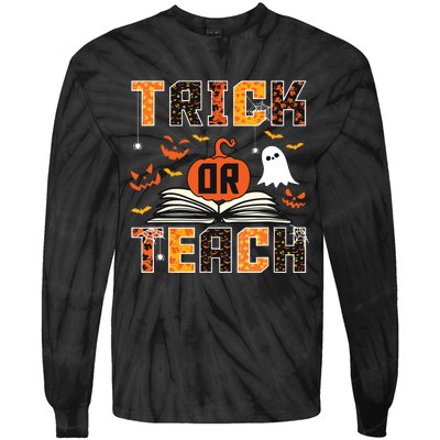 Trick Or Teach Retro Halloween Teacher Costume Tie-Dye Long Sleeve Shirt