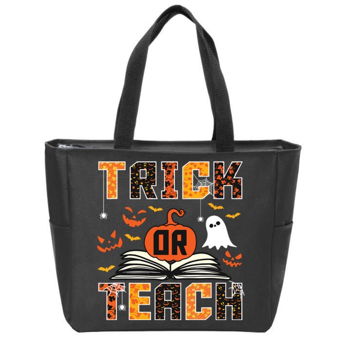 Trick Or Teach Retro Halloween Teacher Costume Zip Tote Bag