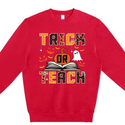 Trick Or Teach Retro Halloween Teacher Costume Premium Crewneck Sweatshirt