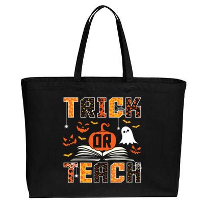 Trick Or Teach Retro Halloween Teacher Costume Cotton Canvas Jumbo Tote