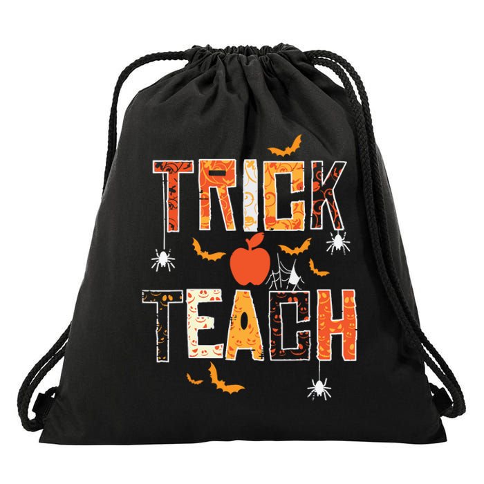 Trick Or Teach Retro Halloween Teacher Costume Drawstring Bag