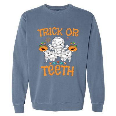 Trick Or Th Funny Halloween Dental Squad Matching Funny Gift Garment-Dyed Sweatshirt