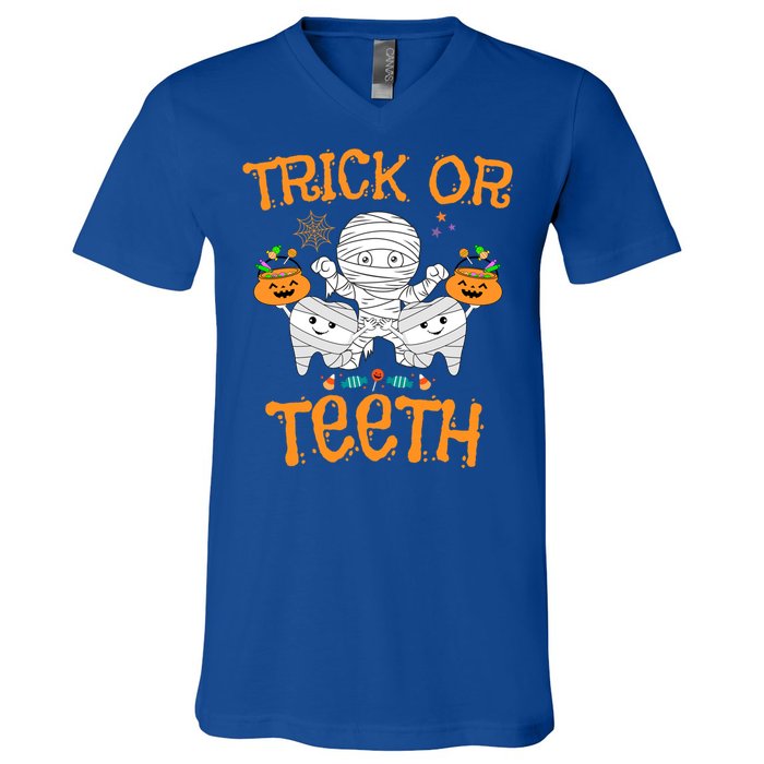 Trick Or Th Funny Halloween Dental Squad Matching Funny Gift V-Neck T-Shirt