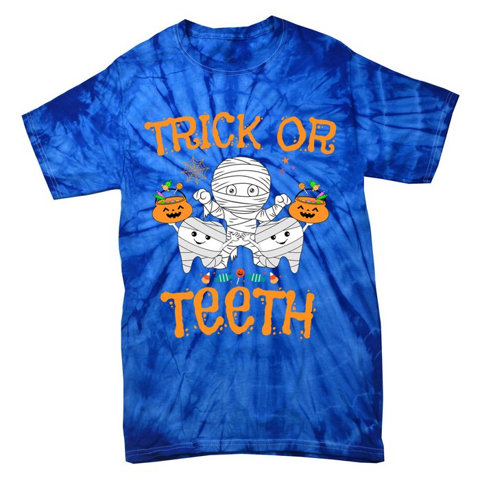 Trick Or Th Funny Halloween Dental Squad Matching Funny Gift Tie-Dye T-Shirt