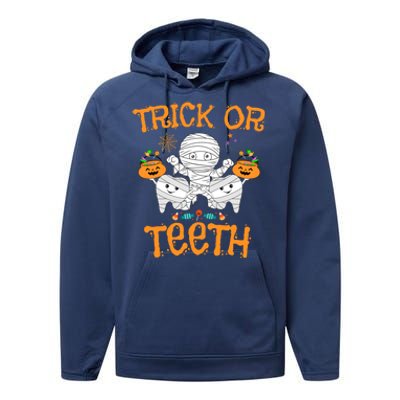 Trick Or Th Funny Halloween Dental Squad Matching Funny Gift Performance Fleece Hoodie