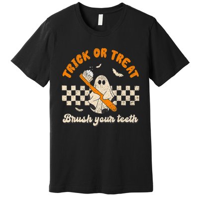 Trick Or Treat Brush Your Teeth Dentist Halloween Costume Premium T-Shirt