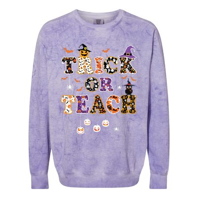 Trick Or Teach Retro Halloween Teacher Costume Colorblast Crewneck Sweatshirt