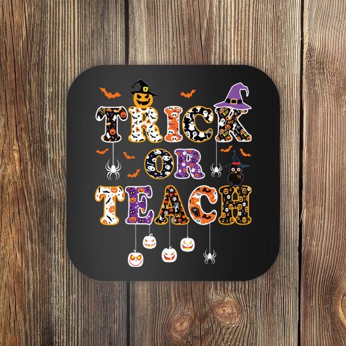 Trick Or Teach Retro Halloween Teacher Costume Coaster