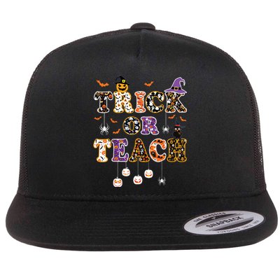 Trick Or Teach Retro Halloween Teacher Costume Flat Bill Trucker Hat