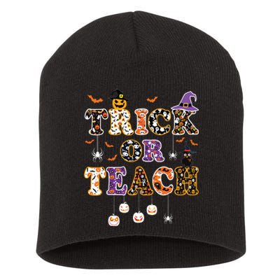 Trick Or Teach Retro Halloween Teacher Costume Short Acrylic Beanie