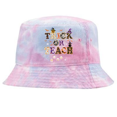 Trick Or Teach Retro Halloween Teacher Costume Tie-Dyed Bucket Hat