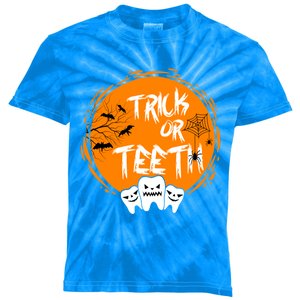 Trick Or Teeth Halloween Dentist Dental Hygienist Cool Gift Kids Tie-Dye T-Shirt