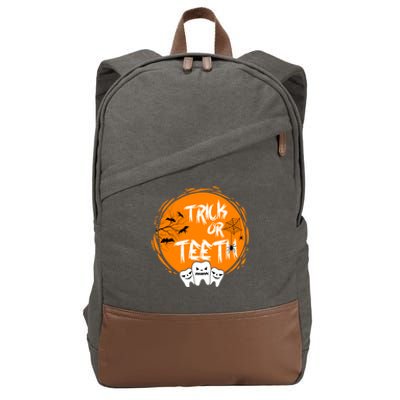 Trick Or Teeth Halloween Dentist Dental Hygienist Cool Gift Cotton Canvas Backpack