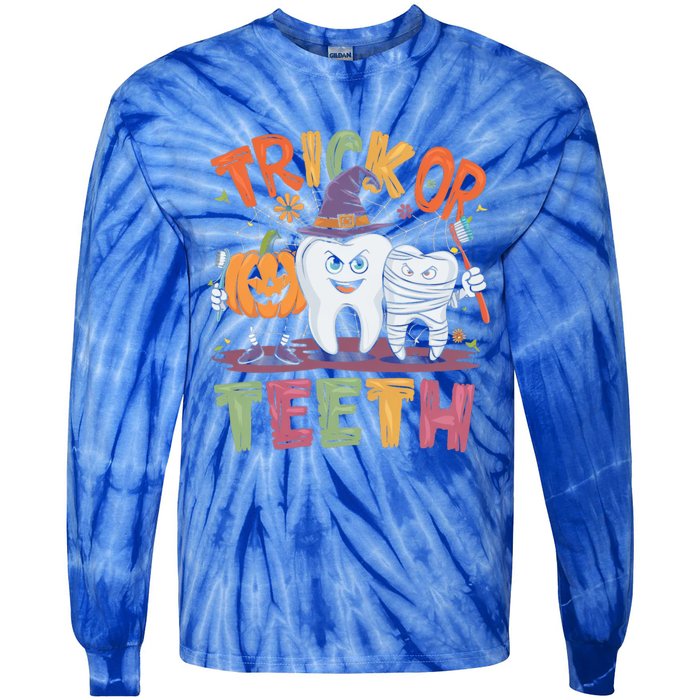 Trick Or Th Halloween Dental Hygienist Assistant Funny Gift Tie-Dye Long Sleeve Shirt