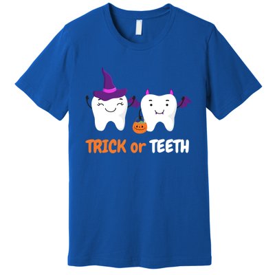 Trick Or Teeth Treat Funny Dental Halloween Dentist Cool Gift Premium T-Shirt