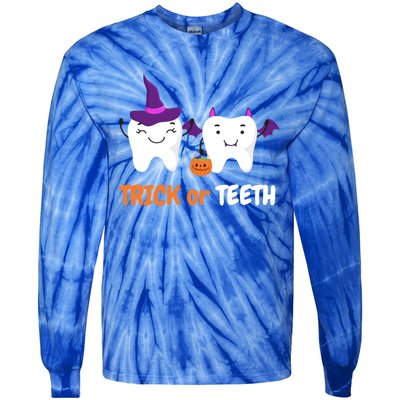 Trick Or Teeth Treat Funny Dental Halloween Dentist Cool Gift Tie-Dye Long Sleeve Shirt