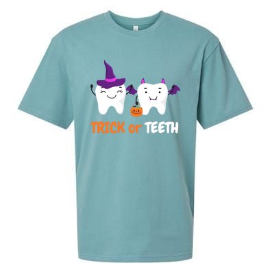 Trick Or Teeth Treat Funny Dental Halloween Dentist Cool Gift Sueded Cloud Jersey T-Shirt