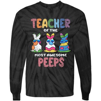 Teacher Of The Most Awesome Easter Bunny Spring Tie-Dye Long Sleeve Shirt