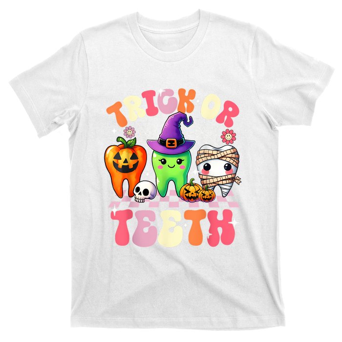 Trick Or Teeth Halloween Dentist Dental Hygienist Assistant T-Shirt