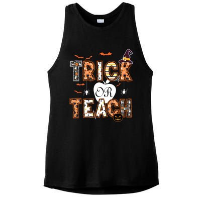 Trick Or Teach Retro Halloween Teacher Costume Ladies PosiCharge Tri-Blend Wicking Tank