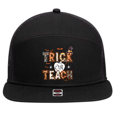 Trick Or Teach Retro Halloween Teacher Costume 7 Panel Mesh Trucker Snapback Hat