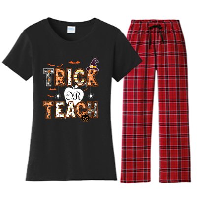 Trick Or Teach Retro Halloween Teacher Costume Women's Flannel Pajama Set