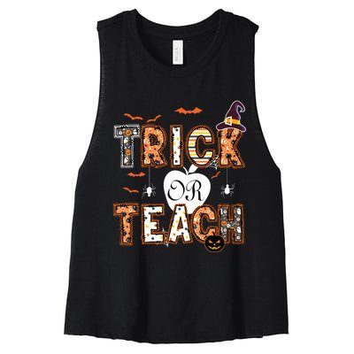 Trick Or Teach Retro Halloween Teacher Costume Women's Racerback Cropped Tank