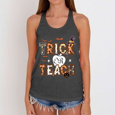 Trick Or Teach Retro Halloween Teacher Costume Women's Knotted Racerback Tank