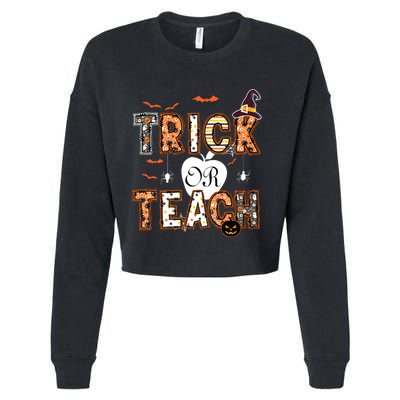 Trick Or Teach Retro Halloween Teacher Costume Cropped Pullover Crew