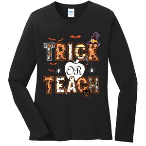 Trick Or Teach Retro Halloween Teacher Costume Ladies Long Sleeve Shirt