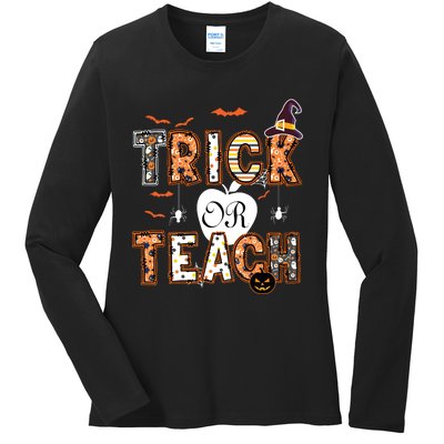 Trick Or Teach Retro Halloween Teacher Costume Ladies Long Sleeve Shirt