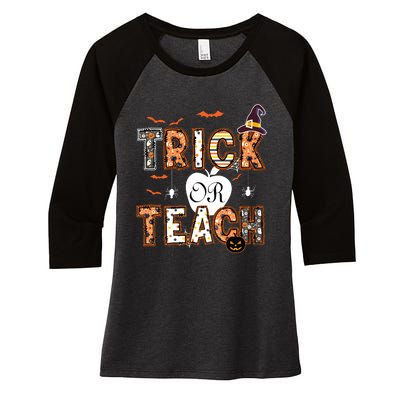 Trick Or Teach Retro Halloween Teacher Costume Women's Tri-Blend 3/4-Sleeve Raglan Shirt