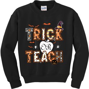 Trick Or Teach Retro Halloween Teacher Costume Kids Sweatshirt