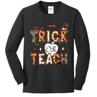 Trick Or Teach Retro Halloween Teacher Costume Kids Long Sleeve Shirt