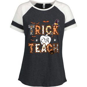 Trick Or Teach Retro Halloween Teacher Costume Enza Ladies Jersey Colorblock Tee