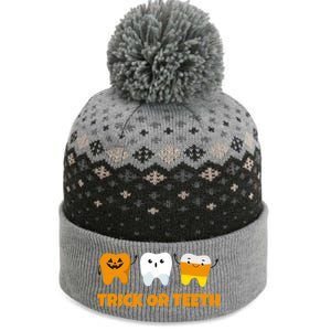 Trick Or Teeth Treat Funny Dental Halloween Dentist Gift The Baniff Cuffed Pom Beanie