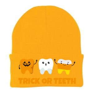 Trick Or Teeth Treat Funny Dental Halloween Dentist Gift Knit Cap Winter Beanie