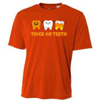 Trick Or Teeth Treat Funny Dental Halloween Dentist Gift Cooling Performance Crew T-Shirt