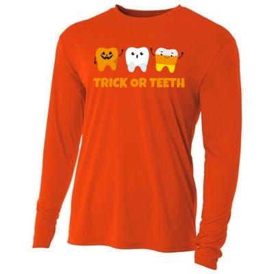 Trick Or Teeth Treat Funny Dental Halloween Dentist Gift Cooling Performance Long Sleeve Crew