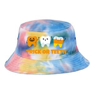 Trick Or Teeth Treat Funny Dental Halloween Dentist Gift Tie Dye Newport Bucket Hat