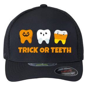 Trick Or Teeth Treat Funny Dental Halloween Dentist Gift Flexfit Unipanel Trucker Cap