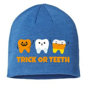 Trick Or Teeth Treat Funny Dental Halloween Dentist Gift Sustainable Beanie