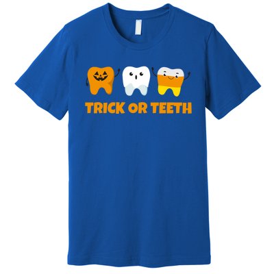 Trick Or Teeth Treat Funny Dental Halloween Dentist Gift Premium T-Shirt