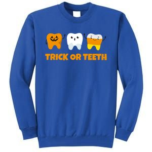 Trick Or Teeth Treat Funny Dental Halloween Dentist Gift Tall Sweatshirt