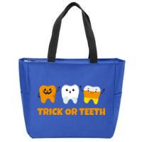 Trick Or Teeth Treat Funny Dental Halloween Dentist Gift Zip Tote Bag