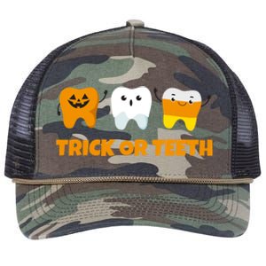 Trick Or Teeth Treat Funny Dental Halloween Dentist Gift Retro Rope Trucker Hat Cap