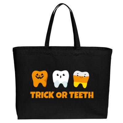 Trick Or Teeth Treat Funny Dental Halloween Dentist Gift Cotton Canvas Jumbo Tote