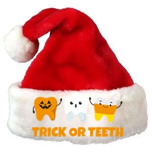 Trick Or Teeth Treat Funny Dental Halloween Dentist Gift Premium Christmas Santa Hat