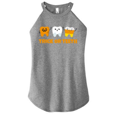 Trick Or Teeth Treat Funny Dental Halloween Dentist Gift Women’s Perfect Tri Rocker Tank