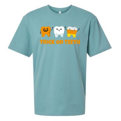 Trick Or Teeth Treat Funny Dental Halloween Dentist Gift Sueded Cloud Jersey T-Shirt